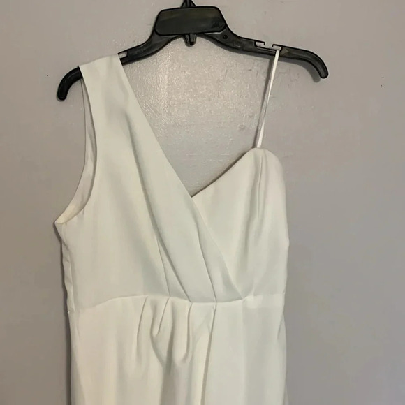Do+Be One Shoulder Asymmetric Overlap Dress Size Large Color White NWT - Picture 2 of 11